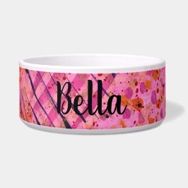 Pink Purple Abstract Painting Ceramic Pet Bowl Napf