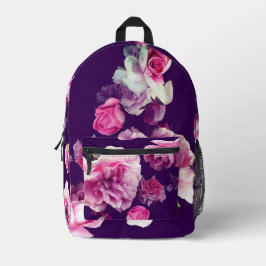 Pink , purple and cream flowers bedruckter rucksack