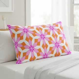 Pink Purple and Orange Floral Geometric Kissenbezug