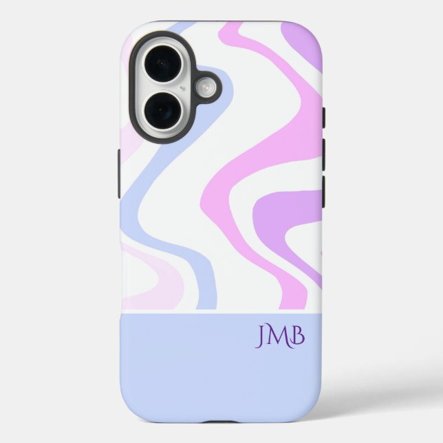 Pink Purple Blue Abstract Personalized Name Case-Mate iPhone Hülle (Rückseite)