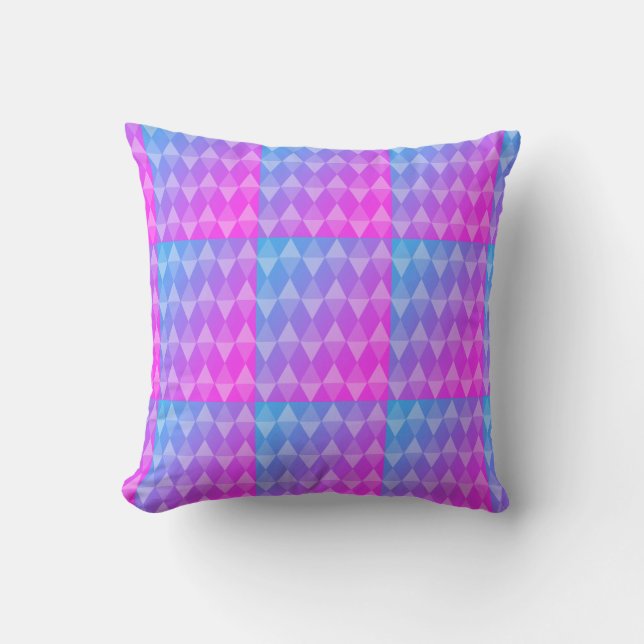 Pink, Purple, Blue Diamond Pattern Kissen (Vorderseite)