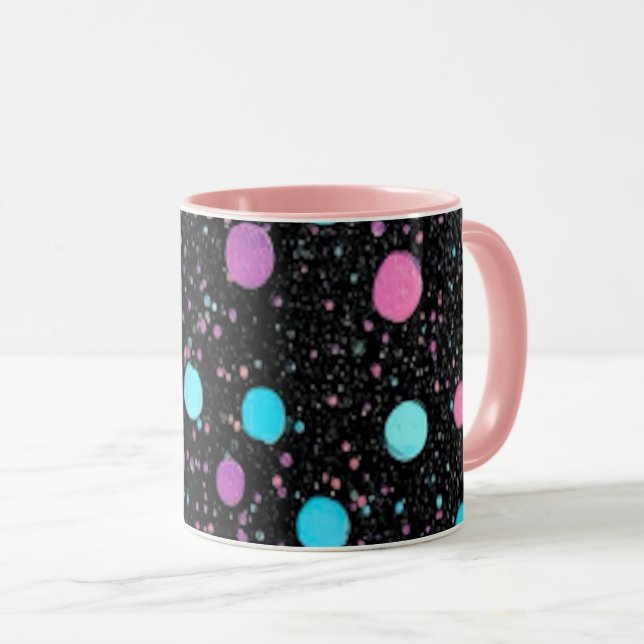 Pink Purple Blue Polka Dots pattern Design Tasse (VorderseiteRechts)