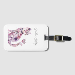 Pink Purple Blush Flowers Heart Love Cat Birthday Gepäckanhänger