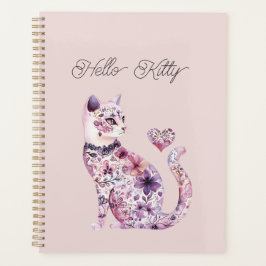 Pink Purple Blush Flowers Heart Love Cat Planer