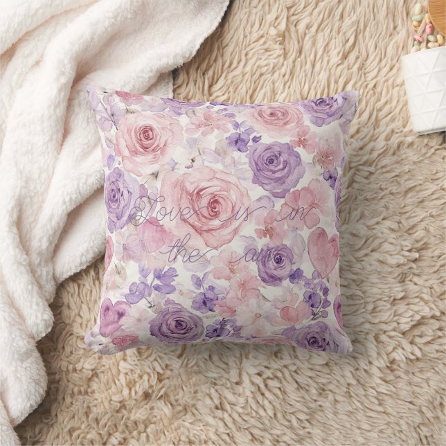 Pink Purple Blush Flowers Hearts Love Air Kissen (Decke)
