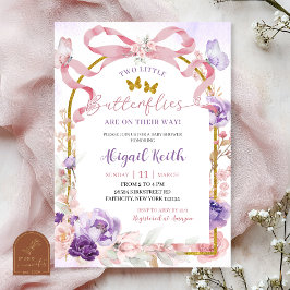 Pink Purple Bow Coquette Twins Butterfly Einladung