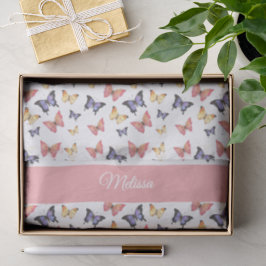 Pink Purple Butterflies Custom Name Seidenpapier