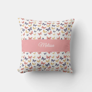 Pink Purple Butterflies Monogram Name Kissen