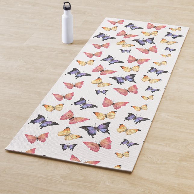 Pink Purple Butterflies Yogamatte (Beispiel)