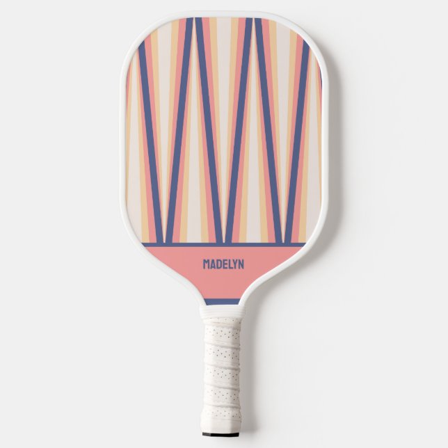  Pink& Purple Chevron Pattern Custom Name Pickleball Schläger (Rückseite)