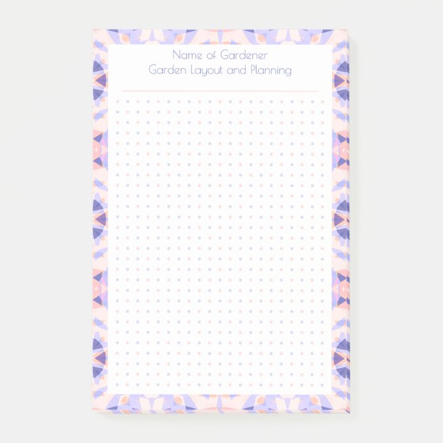 Pink Purple Dot Grid Garden Layoutplaner Post-it Klebezettel (Vorderseite)