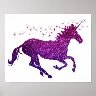 Pink & Purple Einhorn Glanzposter Poster