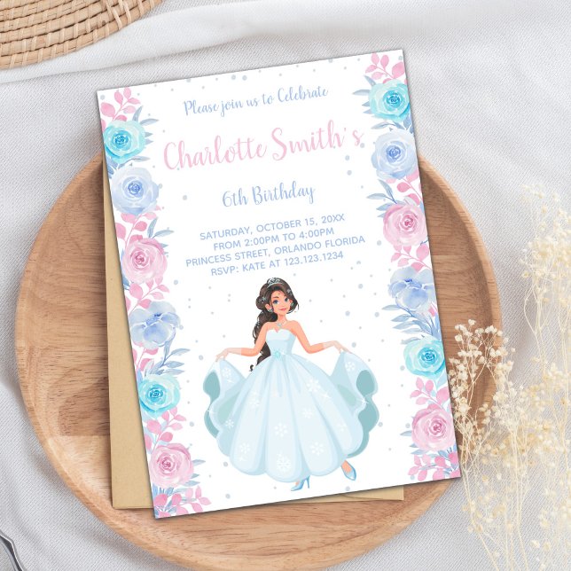 Pink Purple Floral Princess Birthday Invitations Einladung (Pink Purple Floral Princess Birthday Invitations)