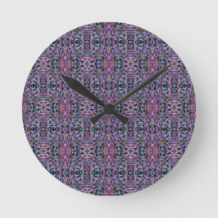 Pink Purple Geometric Runde Wanduhr