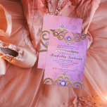 Pink Purple Gold Gitter Jeweled Tiara Quinceañera  Einladung<br><div class="desc">Elegant and stylish personalized Quinceañera invitation design featuring a stylized faux gold glittery jeweled tiara on a pink/purple grunge background.</div>