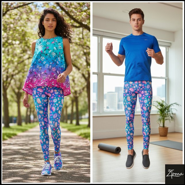 Pink Purple Organic Pebble Blue Gradient Pattern Leggings (Von Creator hochgeladen)