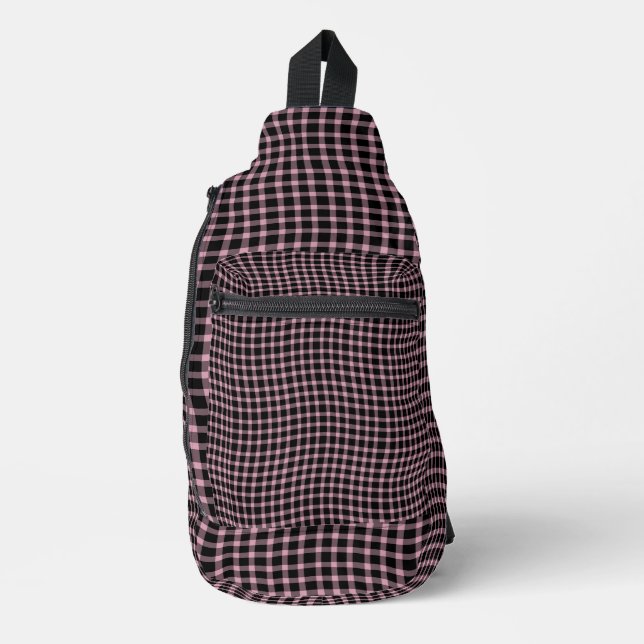 Pink Purple Plaid Checker Seamless Pattern Crossbody Bag (Vorderseite)