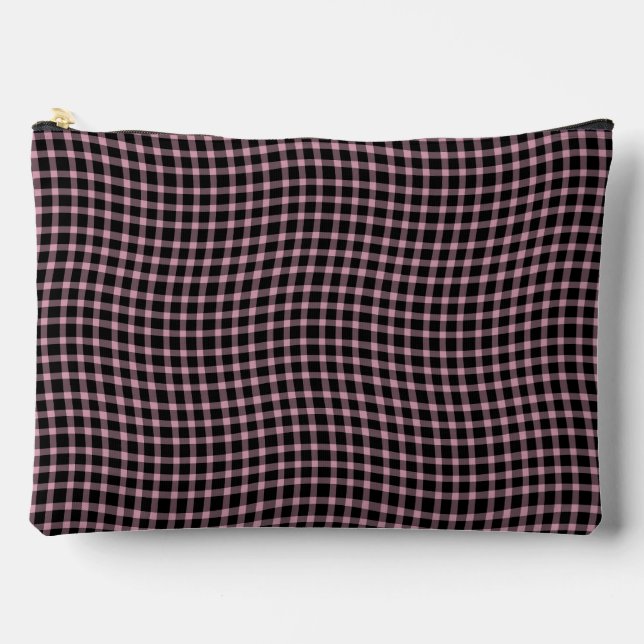 Pink Purple Plaid Checker Seamless Pattern Large Zubehörtasche (Vorderseite)