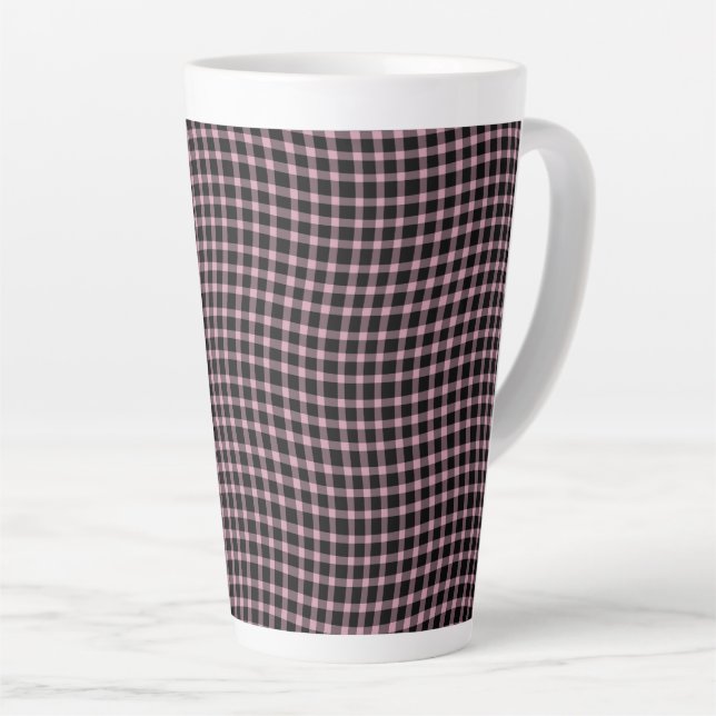 Pink Purple Plaid Checker Seamless Pattern Milchtasse (Rechte Ecke)
