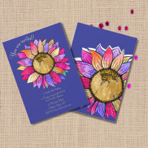 Pink & Purple Sonnenblumen-Watercolor-Geburtstagsf