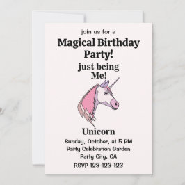 Pink Purple Unicorn Head Magical Birthday Party Einladung