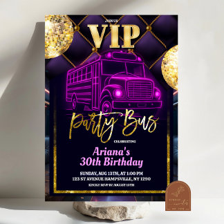 Pink Purple VIP Partybus-Einladung Einladung