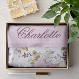 Pink Purple Watercolor Wildflowers Monogram Seidenpapier