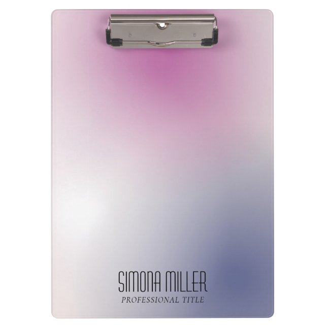 Pink Purple White Minimalist Aesthetic Gradient Klemmbrett (Vorderseite)