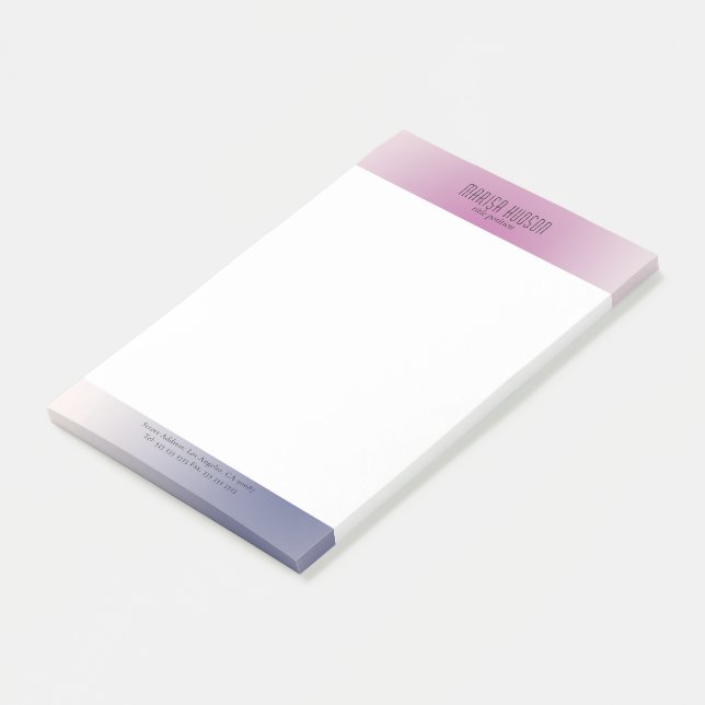 Pink Purple White Minimalist Aesthetic Gradient Post-it Klebezettel (angewinkelt)