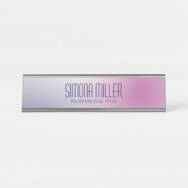 Pink Purple White Minimalist Aesthetic Gradient Schreibtischnamensplakette