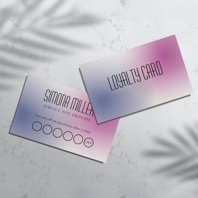 Pink Purple White Minimalist Aesthetic Gradient Visitenkarte (Von Creator hochgeladen)