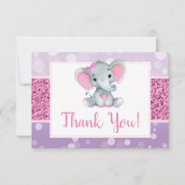 Pink PurpleElephant Danke Karte Dusche Geburtstag