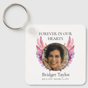 Pink & Purples Engel Wings Beerdigung Foto Gedenks Schlüsselanhänger