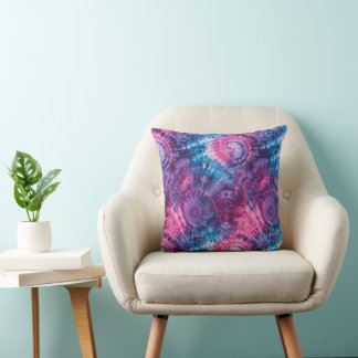 Pink Purpur und Türkis Tie Dye Kaleidoskop Kissen
