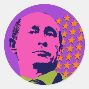 Pink Putin Pop Kunstportrait Runder Aufkleber