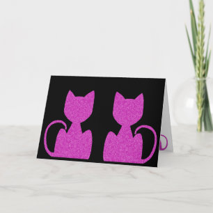 Pink Puzzle Cat Grußkarten Karte