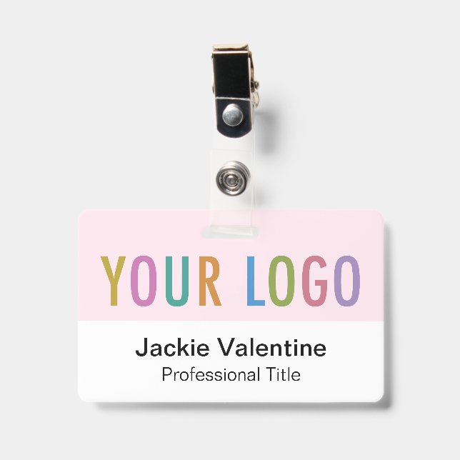 Pink-PVC-Name-Abzeichen mit Clip-Lanyard oder Roll Ausweis (Vorderseite mit Clip)