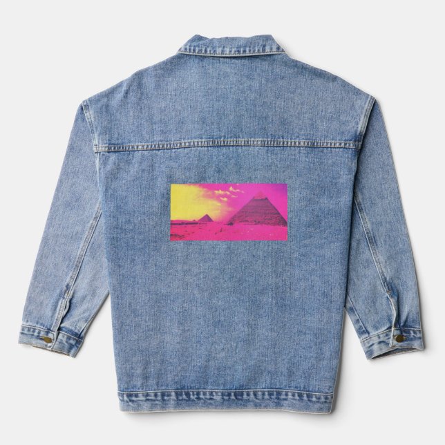 Pink Pyramids for Men T-Shirt Denim Jacket Jeansjacke (Rückseite)