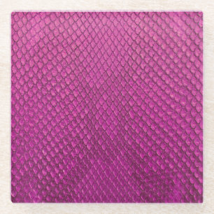 Pink Python: Schlange Hauttextur. Glasuntersetzer