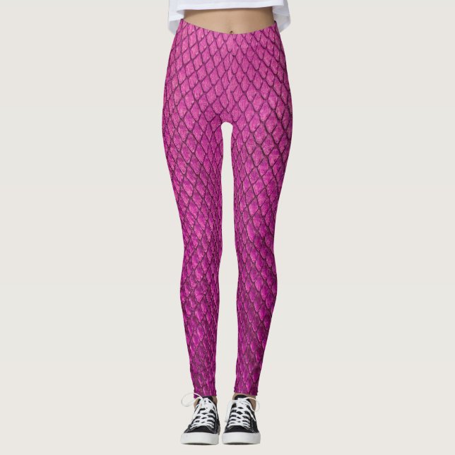 Pink Python: Schlange Hauttextur. Leggings (Vorderseite)