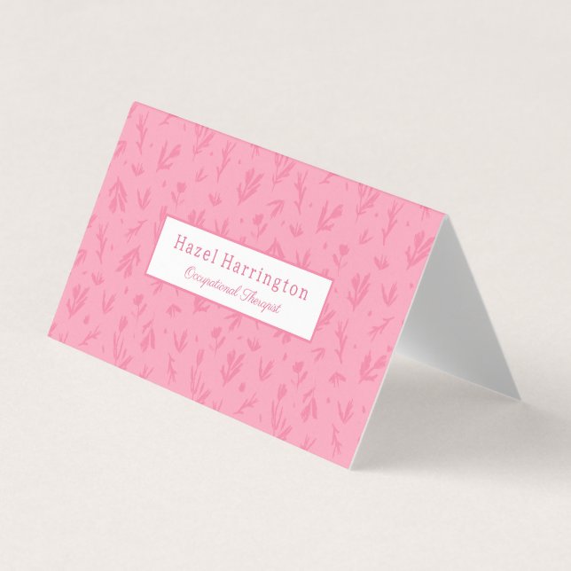 Pink QR Code Falted Business Cards Einfache Blume Visitenkarten (Vorderseite)