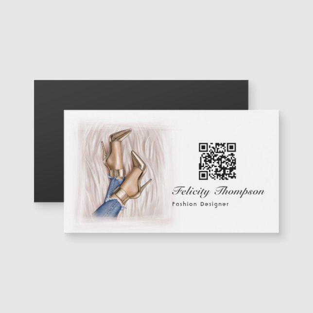 Pink QR-Code für Modedesigner Magnetkarte (Vorne/Hinten)