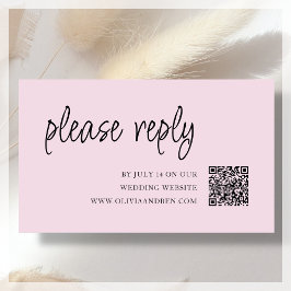 Pink | QR-Code | RSVP-Abschlusskarte für Hochzeite Begleitkarte