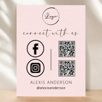 Pink QR Connect with US Business Logo Social Media
