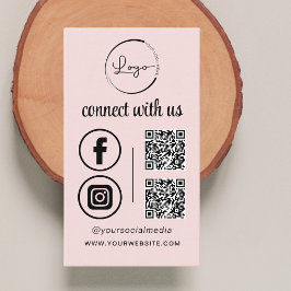 Pink QR Connect with US Business Logo Social Media Visitenkarte