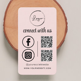 Pink QR Connect with US Business Logo Social Media Visitenkarte