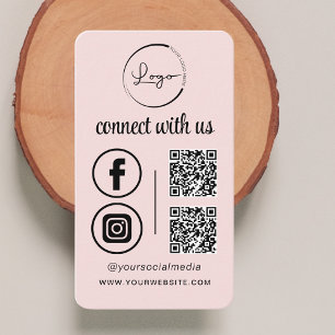 Pink QR Connect with US Business Logo Social Media Visitenkarte