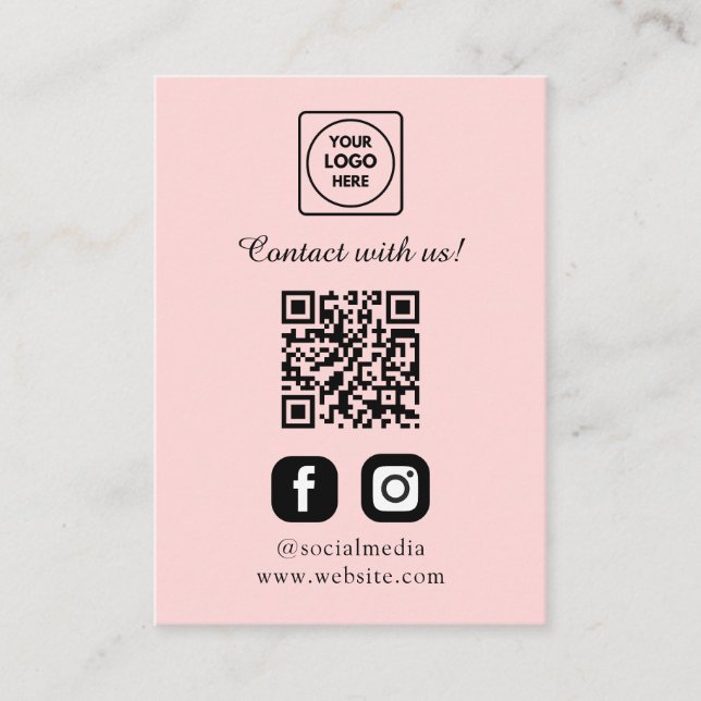Pink QR | Instagram Facebook Social Links Begleitkarte (Vorderseite)