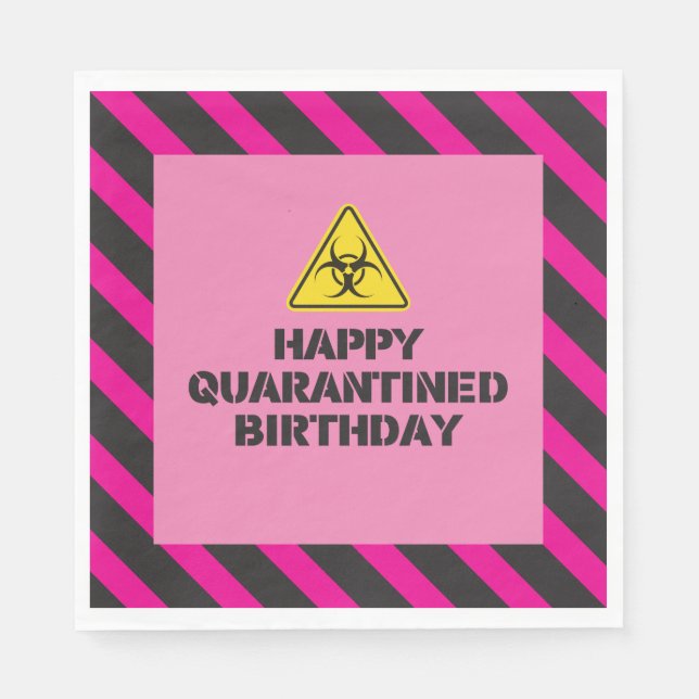 Pink Quarantine Birthday Party Servietten (Vorderseite)