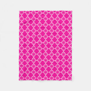 Pink Quatrefoil geometrisches Muster Fleecedecke
